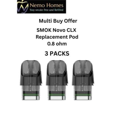 Buy SMOK Novo CLX Replacement Pods - 0.8 ohm (3 PACKS) - Free UK Next Day Delivery (no minimum spend)