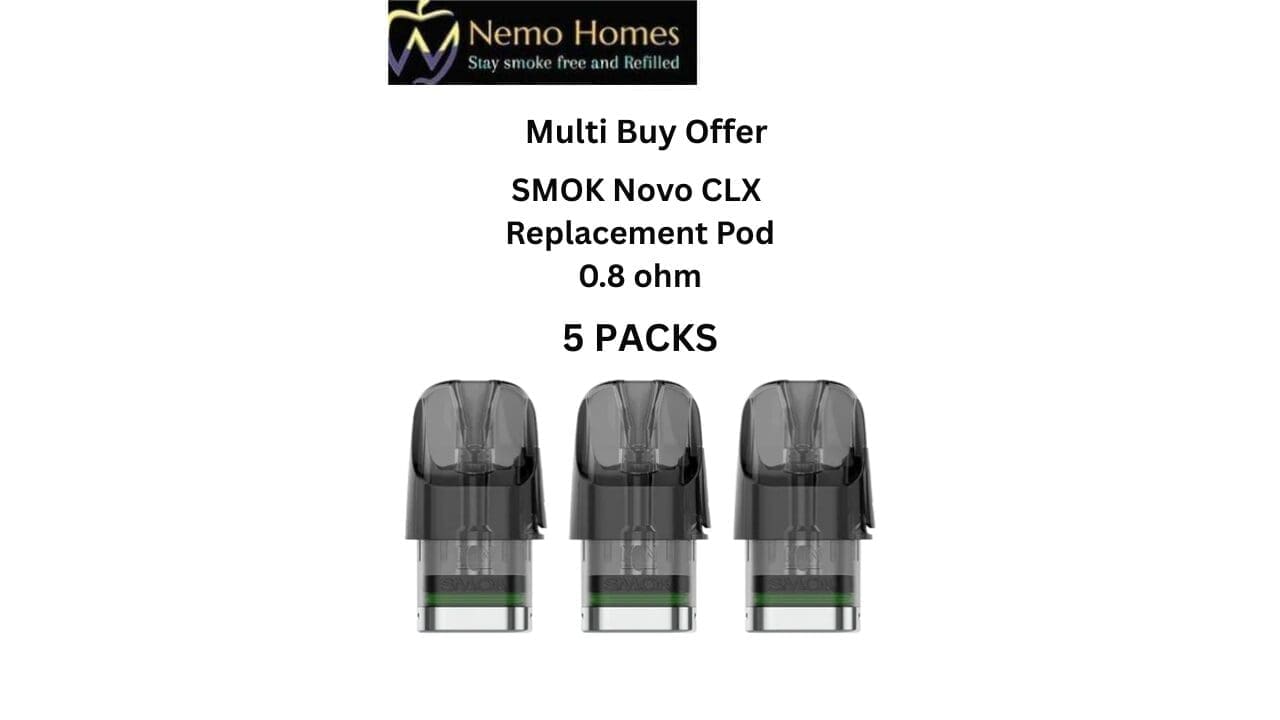 Buy SMOK Novo CLX Replacement Pods - 0.8 ohm ( 5 PACKS) - Free UK Next Day Delivery (no minimum spend)