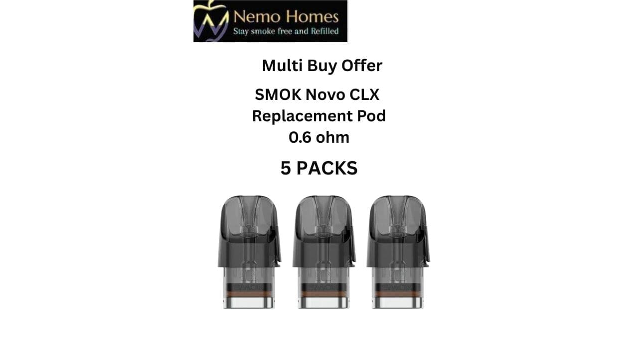 Buy SMOK Novo CLX Replacement Pods - 0.6 ohm (5 PACKS) - Free UK Next Day Delivery (no minimum spend)