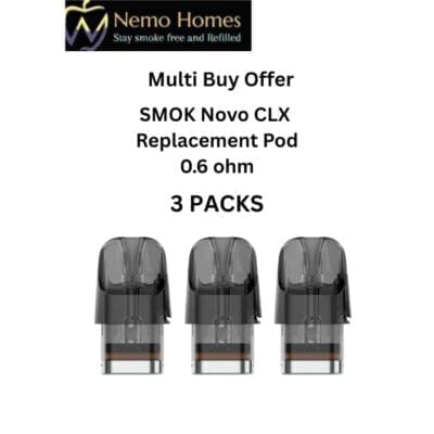 Buy SMOK Novo CLX Replacement Pods - 0.6 ohm (3 PACKS) - Free UK Next Day Delivery (no minimum spend)