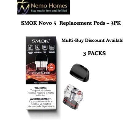 Buy SMOK Novo 5 Replacement Pods – 3PK - 2ml 0.7ohm (3 PACKS)  - Free UK Next Day Delivery (no minimum spend)