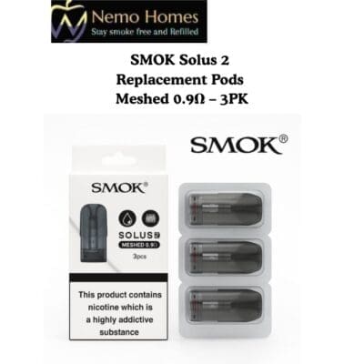 Buy SMOK Solus 2 Replacement Pods – Meshed 0.9Ω – 3 PK  - Free UK Next Day Delivery (no minimum spend)