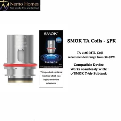 Buy SMOK TA Coils - 5PK - Mesh 0.2 ohm  - Free UK Next Day Delivery (no minimum spend)