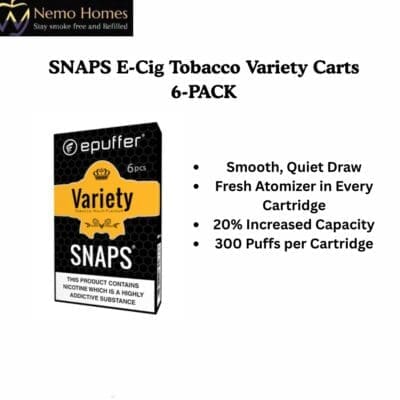 Buy SNAPS E-Cig Tobacco Variety Carts 6-PACK  - Free UK Next Day Delivery (no minimum spend)