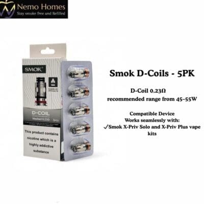 Buy SMOK D Coils for Smok X-Priv Solo and X-Priv - 0.23 ohm - Free UK Next Day Delivery (no minimum spend)