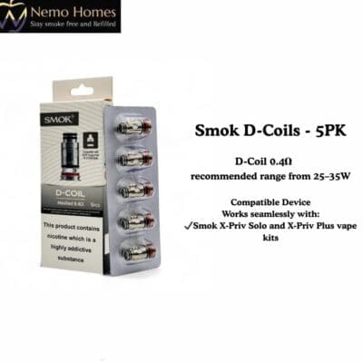 Buy SMOK D Coils for Smok X-Priv Solo and X-Priv - 0.4Ohm - Free UK Next Day Delivery (no minimum spend)