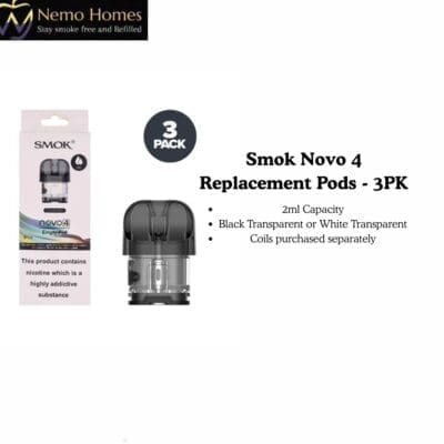 Buy Smok Novo 4 Replacement Pods - 3PK  - Free UK Next Day Delivery (no minimum spend)