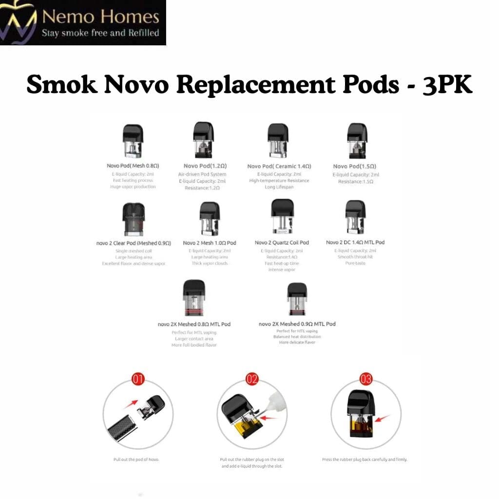Buy SMOK Novo Replacement Pods - 3PK - Free UK Next Day Delivery (no minimum spend)