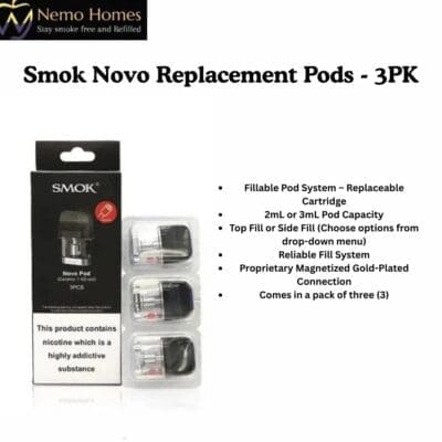 Buy SMOK Novo Replacement Pods - 3PK  - Free UK Next Day Delivery (no minimum spend)