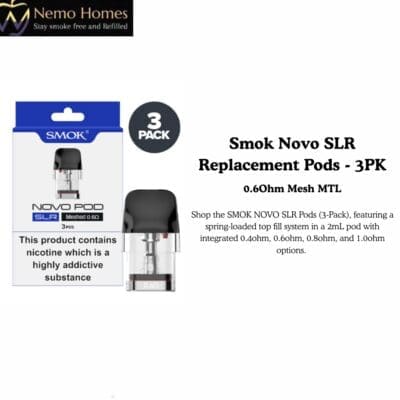 Buy SMOK Novo SLR Replacement Pods - 3PK - Meshed 0.6Ohm  - Free UK Next Day Delivery (no minimum spend)