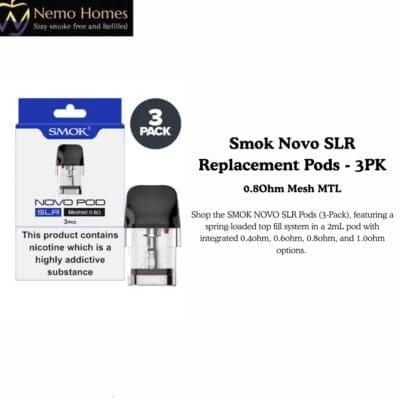 Buy SMOK Novo SLR Replacement Pods - 3PK - Meshed 0.8Ohm  - Free UK Next Day Delivery (no minimum spend)