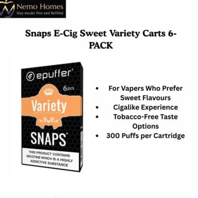 Buy Snaps E-Cig Sweet Variety Carts 6-PACK - Free UK Next Day Delivery (no minimum spend)