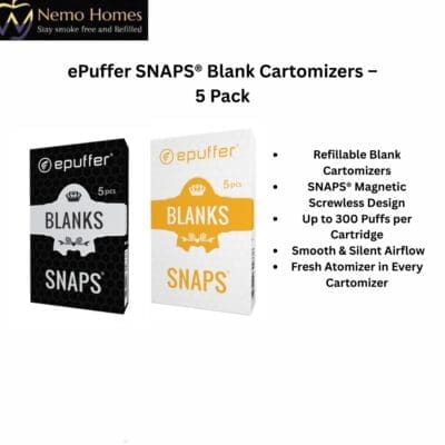 Buy Snaps Blank Cartridges Refills | Customise Flavour by ePuffer  - Free UK Next Day Delivery (no minimum spend)