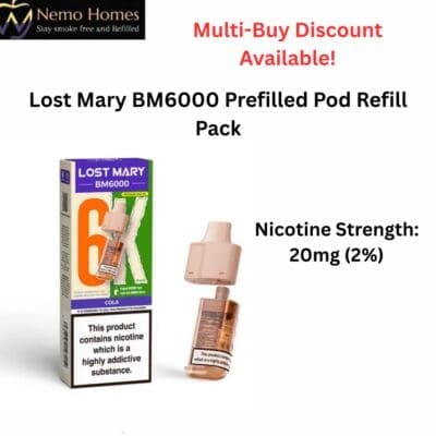 Buy Lost Mary BM6000 Prefilled Pod Refill Pack  - Free UK Next Day Delivery (no minimum spend)