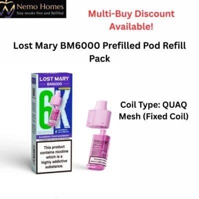 Buy Lost Mary BM6000 Prefilled Pod Refill Pack  - Free UK Next Day Delivery (no minimum spend)
