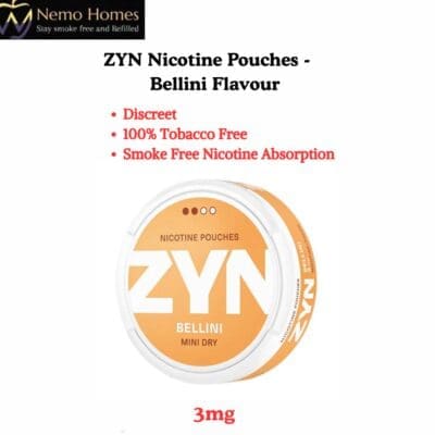 Buy ZYN Nicotine Pouches – Mini – Zyn Bellini Dry 3mg  - Free UK Next Day Delivery (no minimum spend)