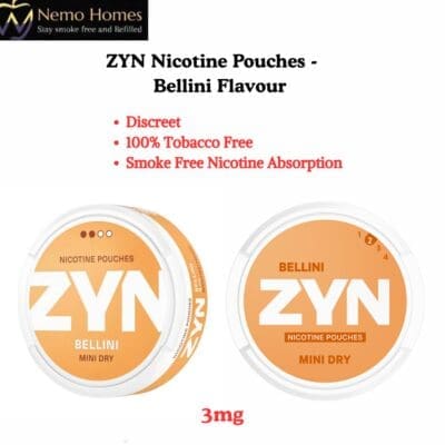 Buy ZYN Nicotine Pouches – Mini – Zyn Bellini Dry 3mg  - Free UK Next Day Delivery (no minimum spend)