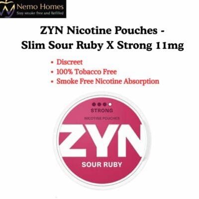 Buy ZYN Nicotine Pouches – Slim Sour Ruby X Strong 11mg  - Free UK Next Day Delivery (no minimum spend)