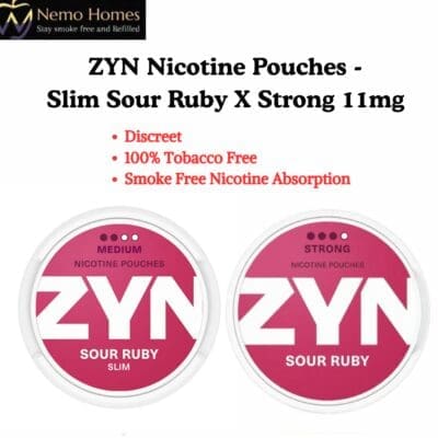 Buy ZYN Nicotine Pouches – Slim Sour Ruby X Strong 11mg  - Free UK Next Day Delivery (no minimum spend)