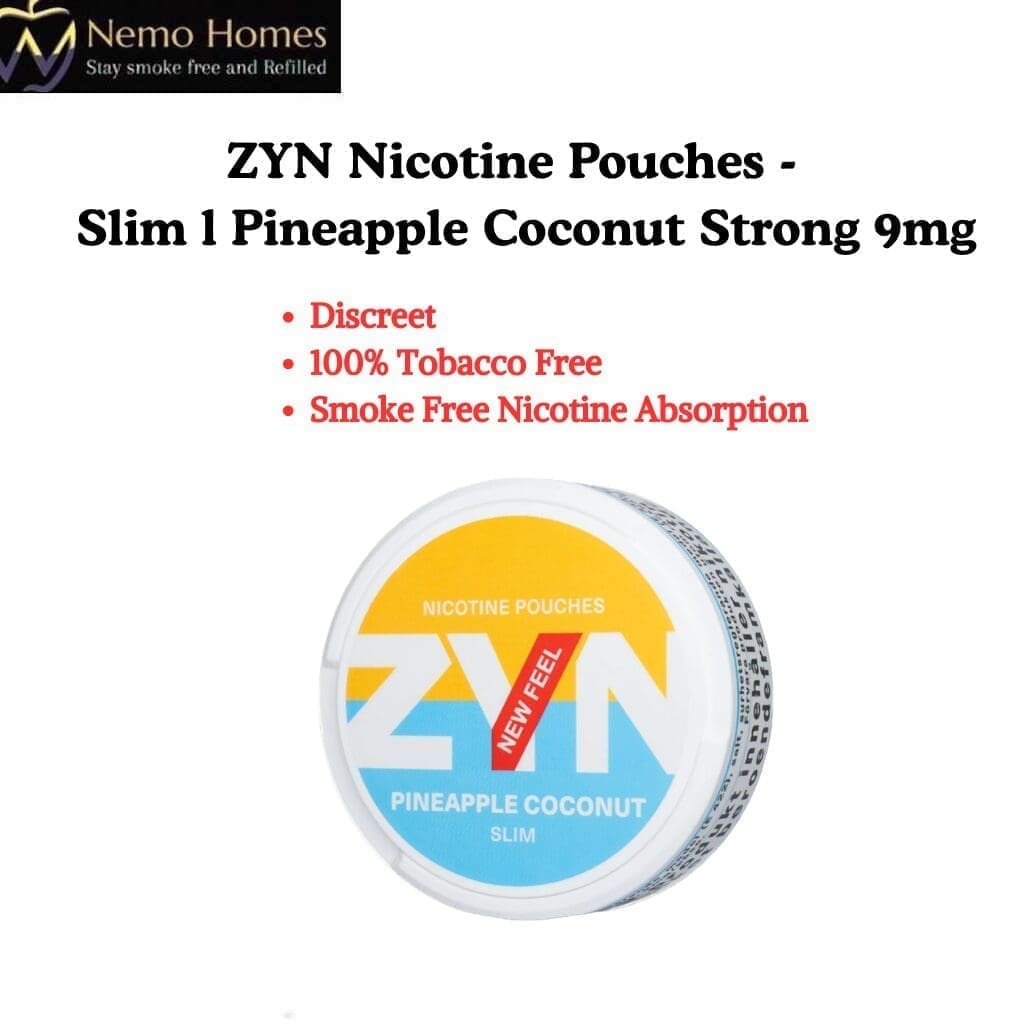 Buy ZYN Nicotine Pouches – Slim Pineapple Coconut Strong 9mg - Free UK Next Day Delivery (no minimum spend)