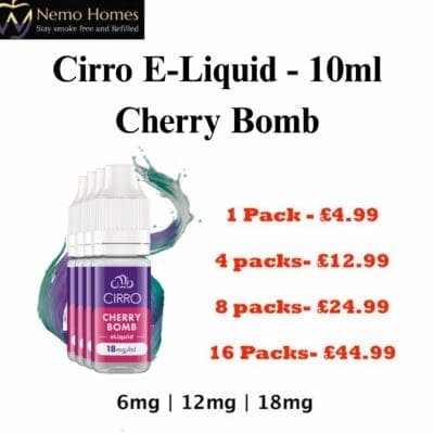 Buy Cirro Cherry Bomb - 10ml E-Liquid  - Free UK Next Day Delivery (no minimum spend)
