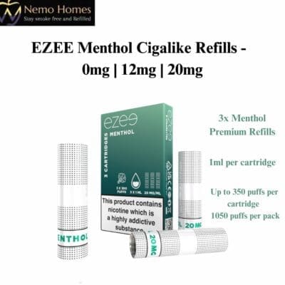 Buy EZEE Menthol Cigalike Refills - 0mg | 12mg | 20mg  - Free UK Next Day Delivery (no minimum spend)