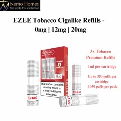 Buy EZEE Tobacco Cigalike Refills - 0mg | 12mg | 20mg  - Free UK Next Day Delivery (no minimum spend)