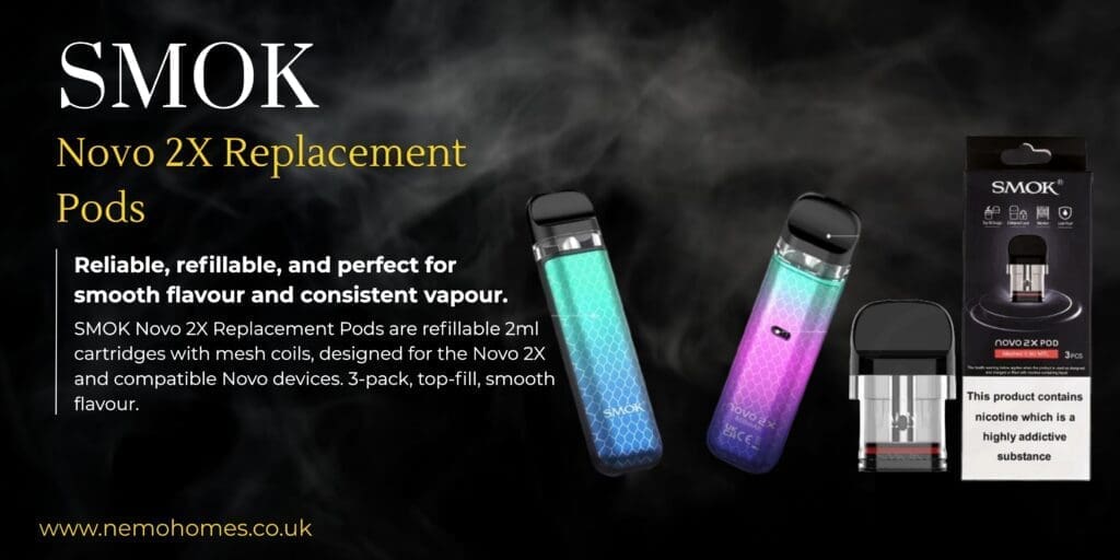 Buy SMOK Novo 2X Replacement Pods – Full Guide: Everything You Need To Know Explained 0.8 ohm MTL pods - Free UK Next Day Delivery (no minimum spend)