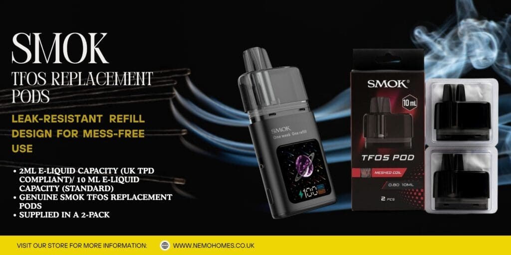 Buy SMOK TFOS Replacement Pods – Full Guide: Everything You Need To Know Explained 2 pack pods - Free UK Next Day Delivery (no minimum spend)
