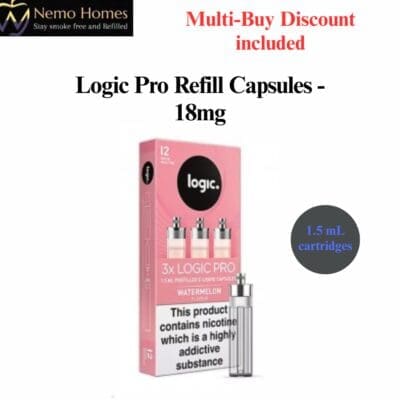Buy Logic Pro Vape Device and Refill Capsules - Logic Pro Watermelon Refill Capsules  - Free UK Next Day Delivery (no minimum spend)