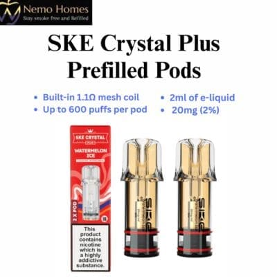 Buy SKE Crystal Plus Pods - Prefilled  - Free UK Next Day Delivery (no minimum spend)