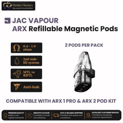 Buy JAC Vapour ARX Pods | Refillable  - Free UK Next Day Delivery (no minimum spend)