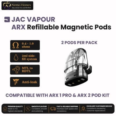 Buy JAC Vapour ARX Pods | Refillable  - Free UK Next Day Delivery (no minimum spend)