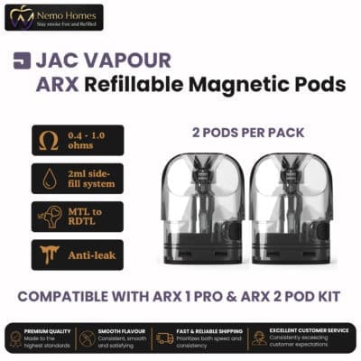 Buy JAC Vapour ARX Pods | Refillable  - Free UK Next Day Delivery (no minimum spend)