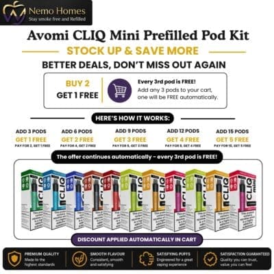 Buy Avomi CLIQ Mini Prefilled Pod Kit - Free UK Next Day Delivery (no minimum spend)