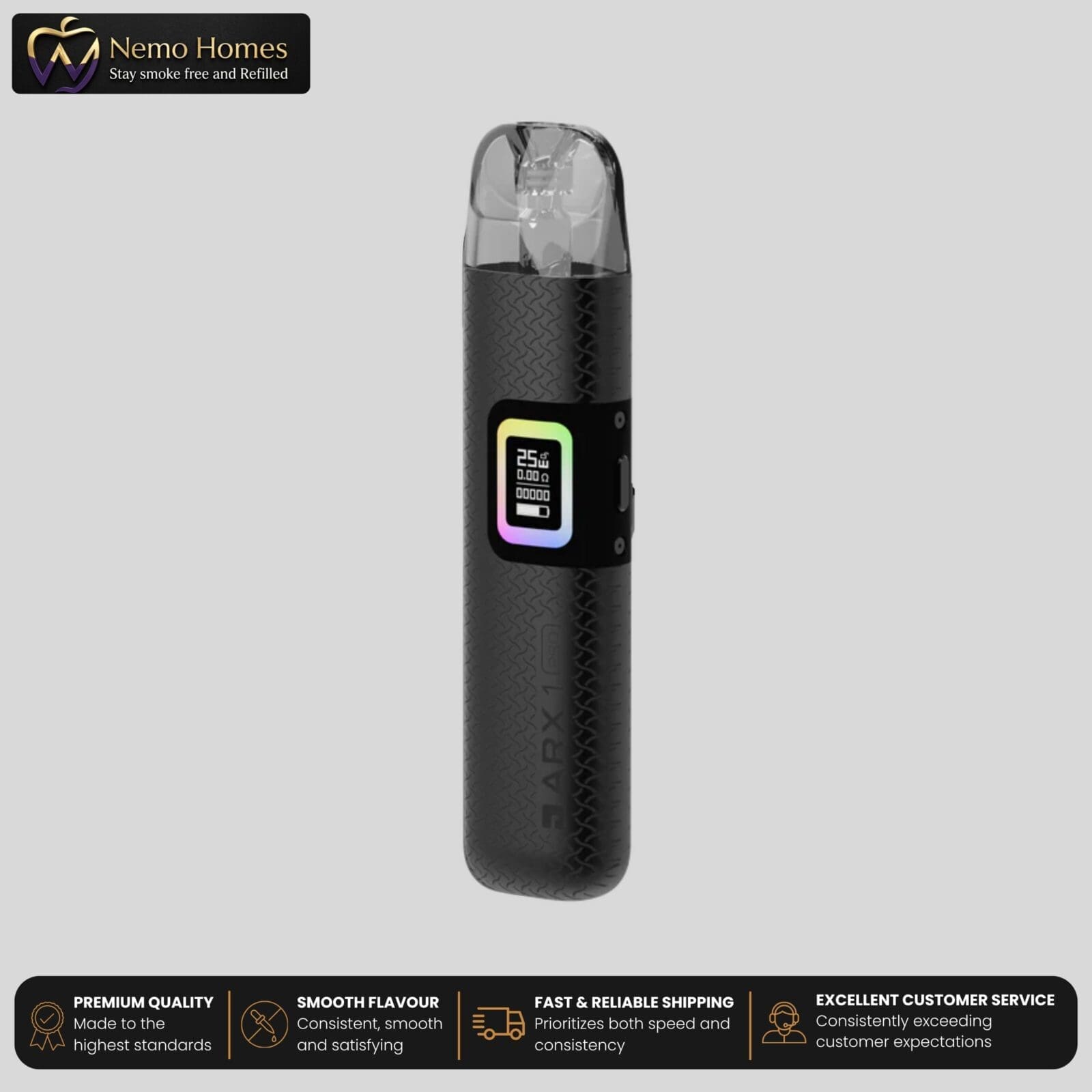 Buy JAC Vapour ARX 1 Pro Refillable Pod Kit | Free Mystery E-Liquid - ARX 1 Pro Black Carbon - Free UK Next Day Delivery (no minimum spend)