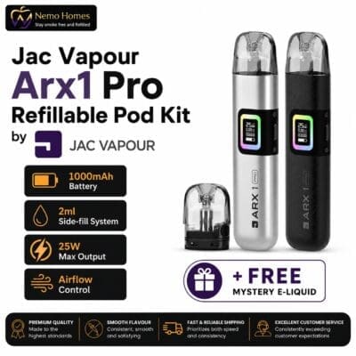 Buy JAC Vapour ARX 1 Pro Refillable Pod Kit | Free Mystery E-Liquid  - Free UK Next Day Delivery (no minimum spend)