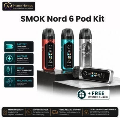 Buy SMOK Nord 6 Kit + Free E liquid  - Free UK Next Day Delivery (no minimum spend)