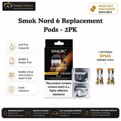 Buy SMOK Nord 6 Pods and RPM 4 Coils  - Free UK Next Day Delivery (no minimum spend)
