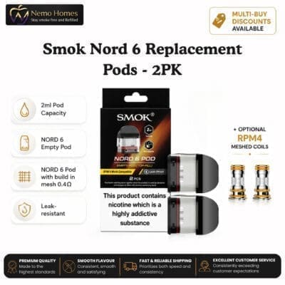 Buy SMOK Nord 6 Pods and RPM 4 Coils  - Free UK Next Day Delivery (no minimum spend)