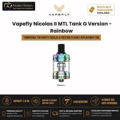 Buy Vapefly Nicolas II MTL Tank and Opt Coils (Nicolas 2)  - Free UK Next Day Delivery (no minimum spend)