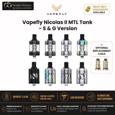 Buy Vapefly Nicolas II MTL Tank and Opt Coils (Nicolas 2)  - Free UK Next Day Delivery (no minimum spend)