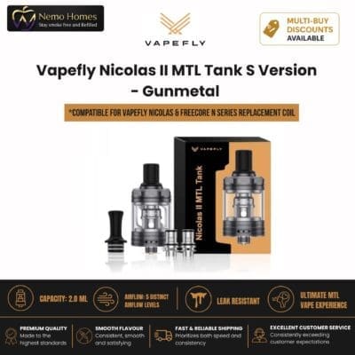 Buy Vapefly Nicolas II MTL Tank and Opt Coils (Nicolas 2)  - Free UK Next Day Delivery (no minimum spend)