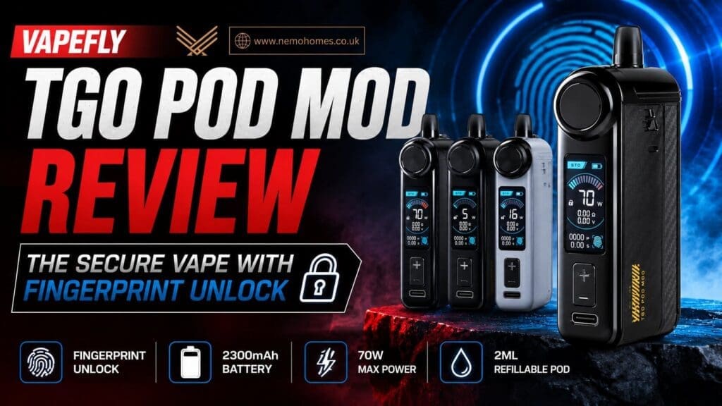 Buy Vapefly TGO Review: A Powerful 70W Pod Mod With Fingerprint Security: Everything You Need To Know 70W Vape Kit - Free UK Next Day Delivery (no minimum spend)
