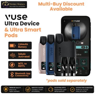 Buy Vuse Ultra Vape Device and Smart Pods - Free UK Next Day Delivery (no minimum spend)