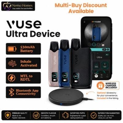 Buy Vuse Ultra Vape Device | Vuse Wireless Charger  - Free UK Next Day Delivery (no minimum spend)